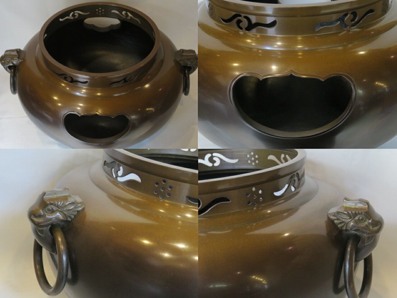 新品・未使用】 釜師高橋敬典、風炉師秀峰作 唐銅鬼面風炉 平丸釜添 桐