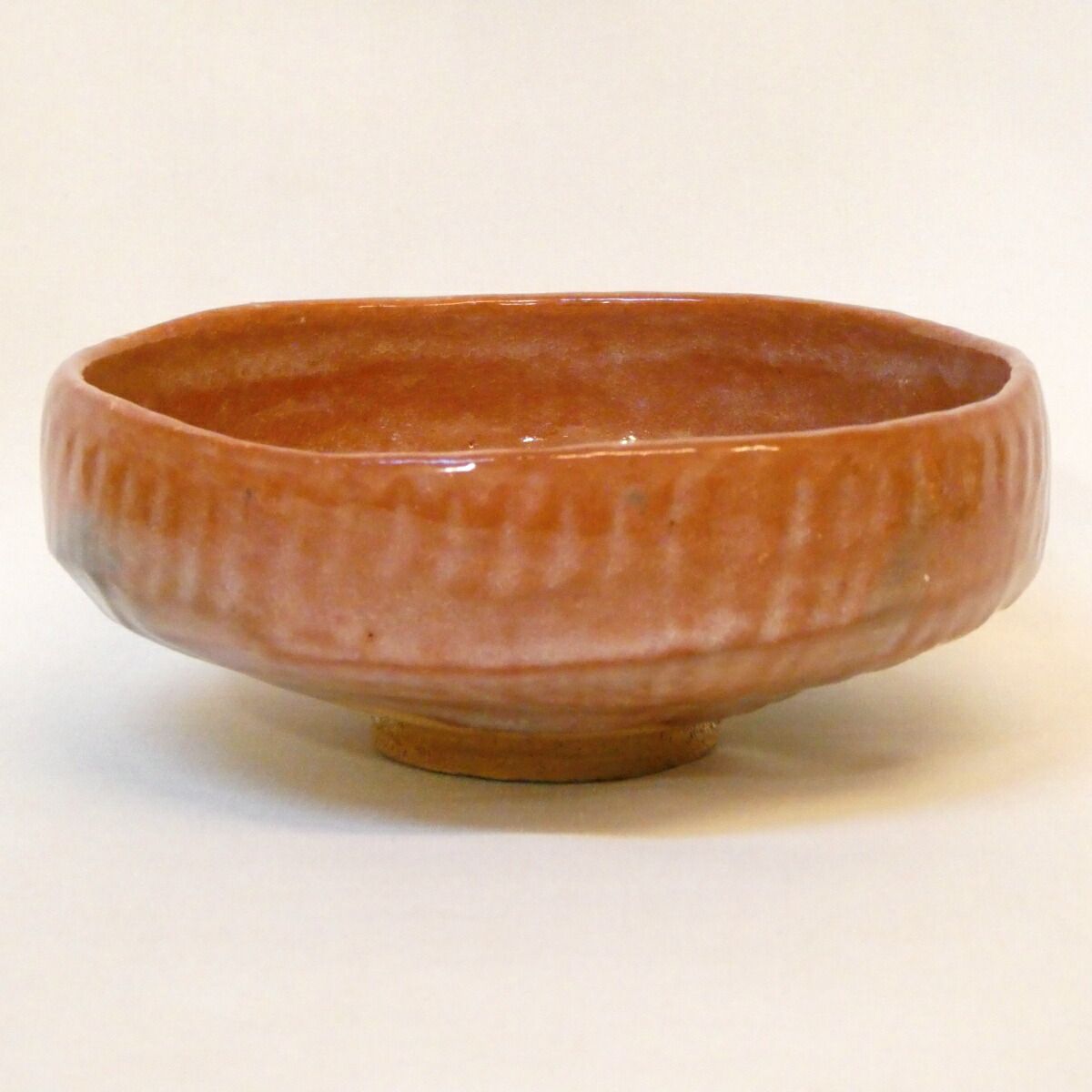 竹田益州箱書】政所窯 初代 永興明道作 赤 平茶碗 刻銘「寿」楽焼 後藤