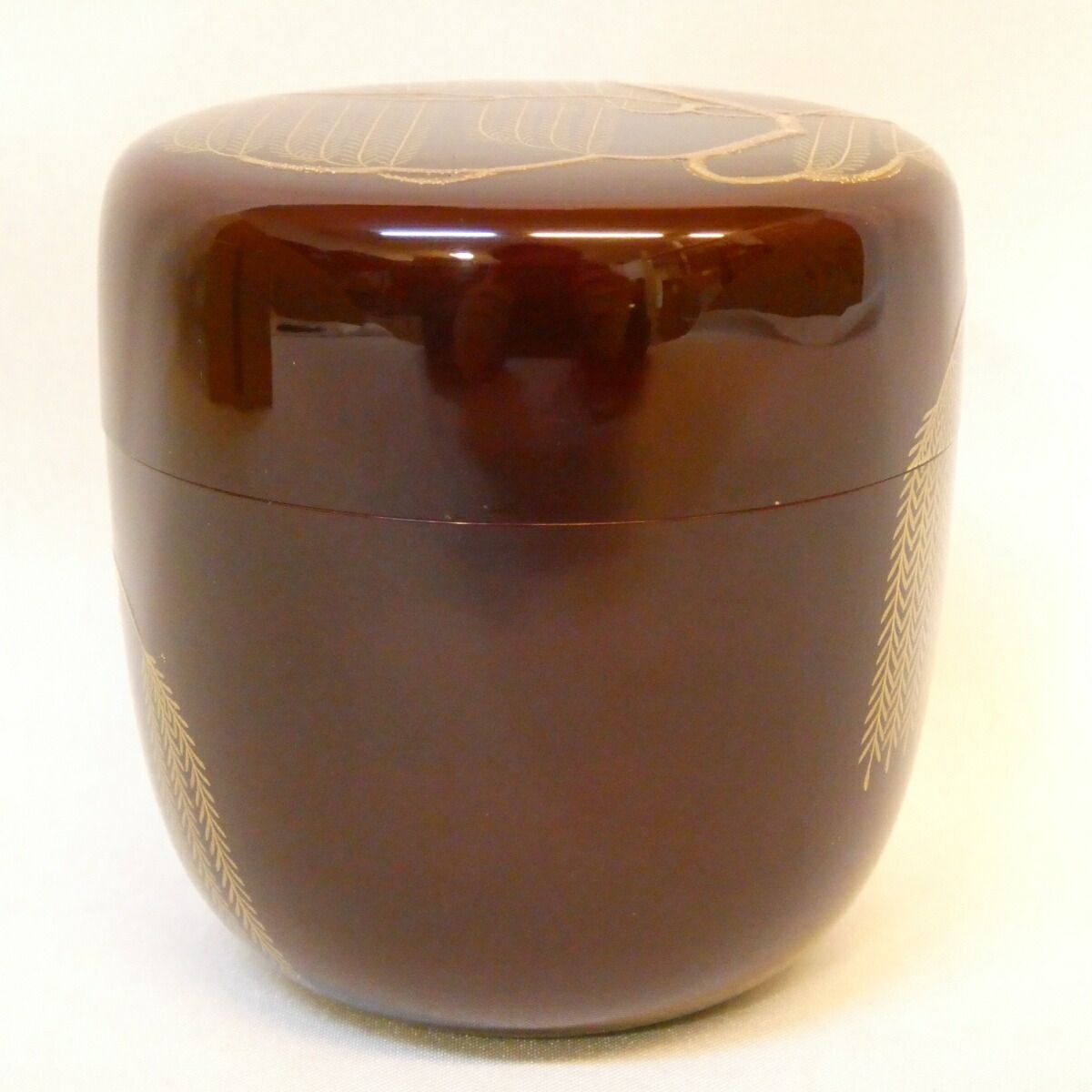 内銀地】加賀蒔絵師 中村宗尹作 溜塗 柳蒔絵 大棗 茶器 茶道具【中古