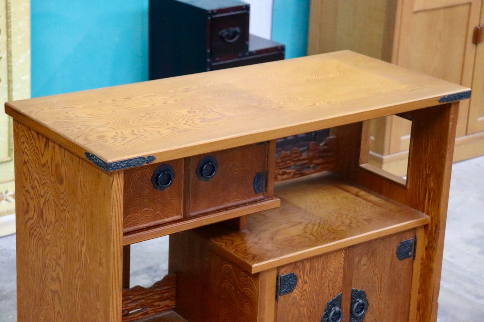 GMIK809○世界遺産屋久杉 茶棚 茶箪笥 飾り棚 サイドボード リビング