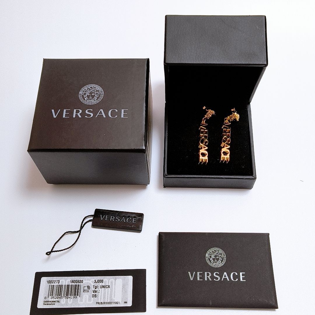 訳あり◇VERSACE ラ メドゥーサ ロゴ ドロップ ピアス 国内発送