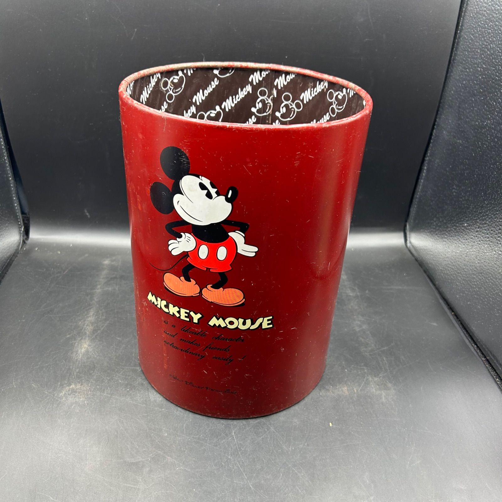 L》ディズニー ミッキーマウス ゴミ箱 ブリキ缶 傘立て ダストボックス