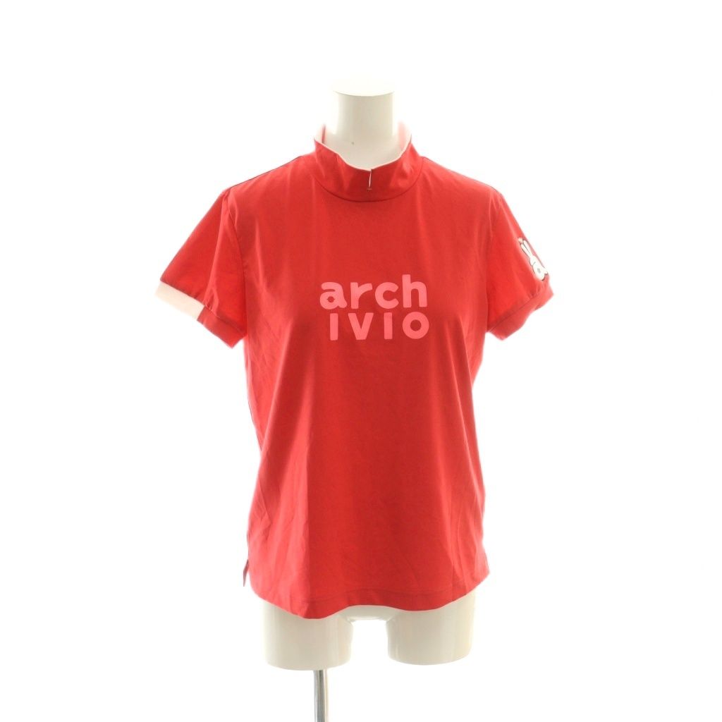 アルチビオ archivio カットソー 38 赤 レッド 半袖 ハイネック ロゴ