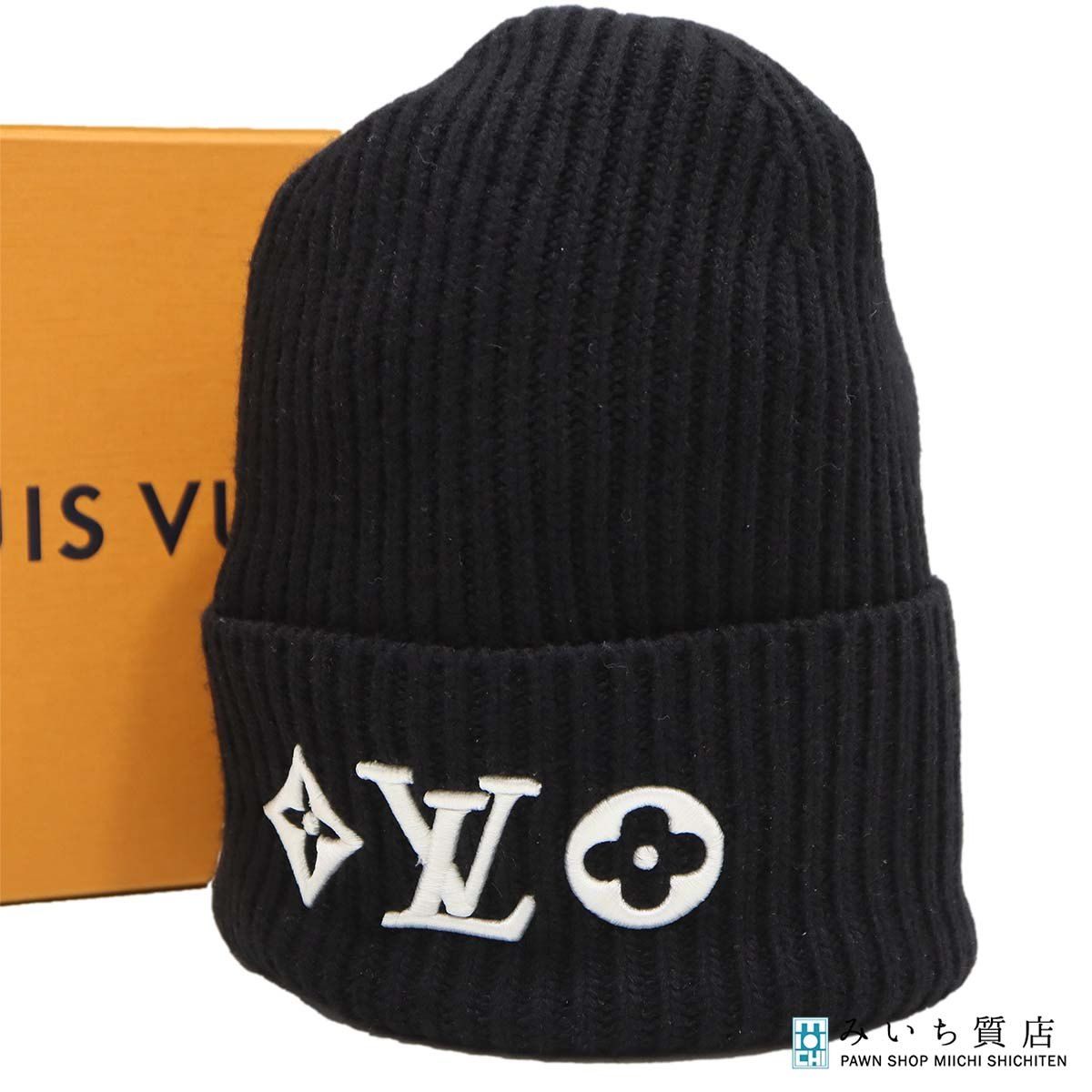 新品未使用　LOUIS VUITTON ビーニー・LV ヘッドライン ネイビー LOUIS VUITTON - 𝗟𝗢𝗨𝗜𝗦 𝗩𝗨𝗜𝗧𝗧𝗢𝗡ビーニー LVヘッドライン