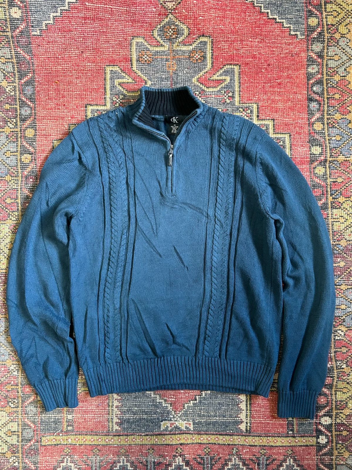 Calvin Klein】 カルバンクライン CK ケーブルニット ハーフジップ M 