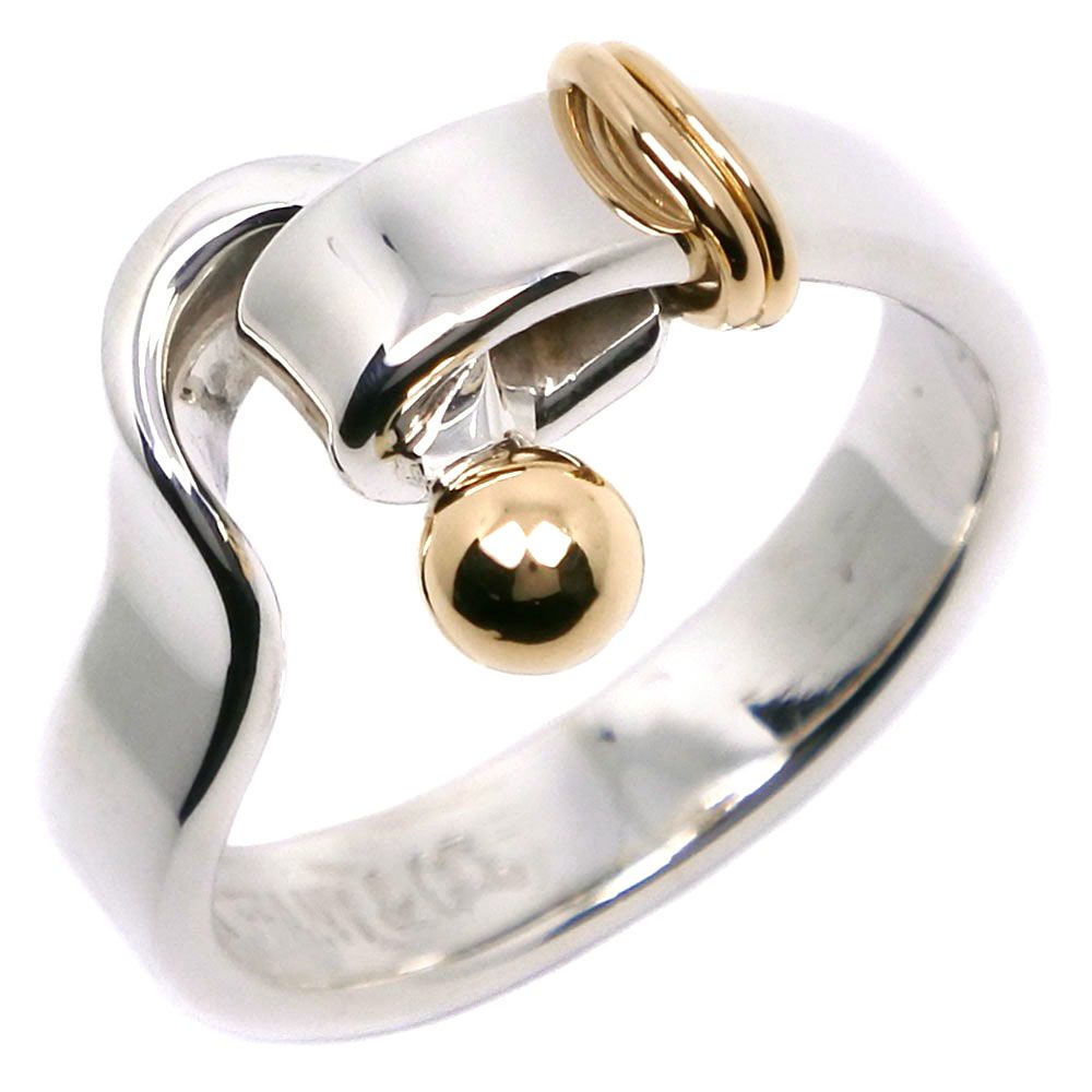 美品 ティファニー フック & アイ リング 約13号 シルバー925 ゴールド TIFFANY&Co.】ティファニー フック＆アイ シルバー925×K18イエロー