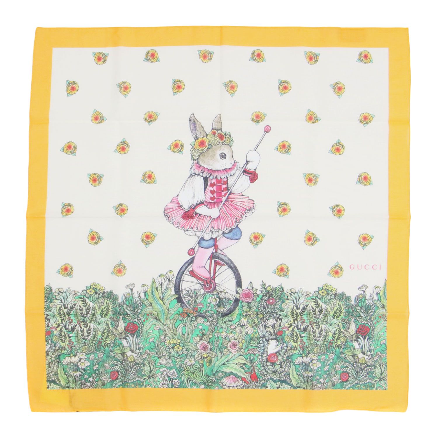 美品】GUCCI グッチ × ヒグチユウコ | ウサギ プリント スカーフ | 花