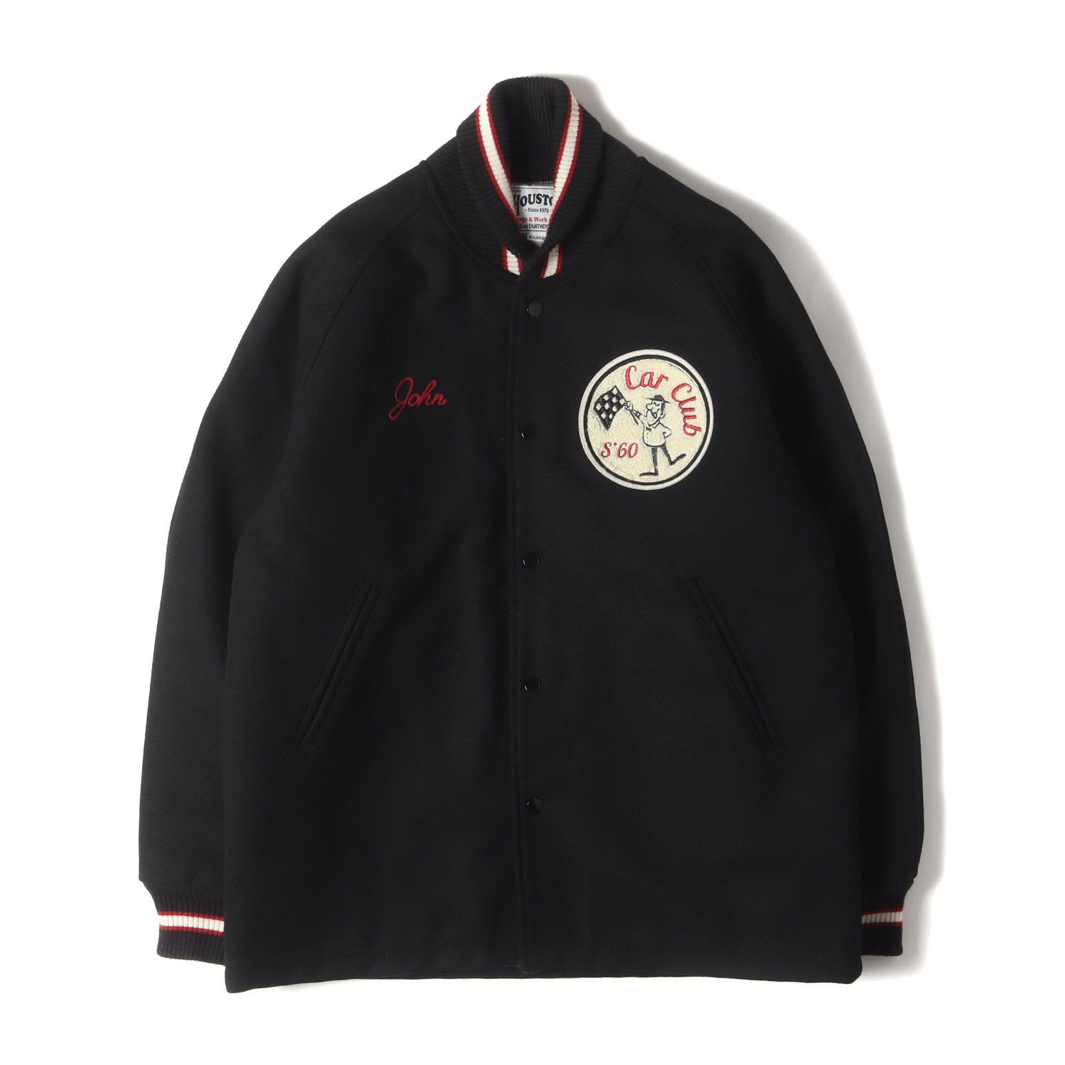 HOUSTON ヒューストン コート ブラック 黒 サイズ:XL | ワッペン付き