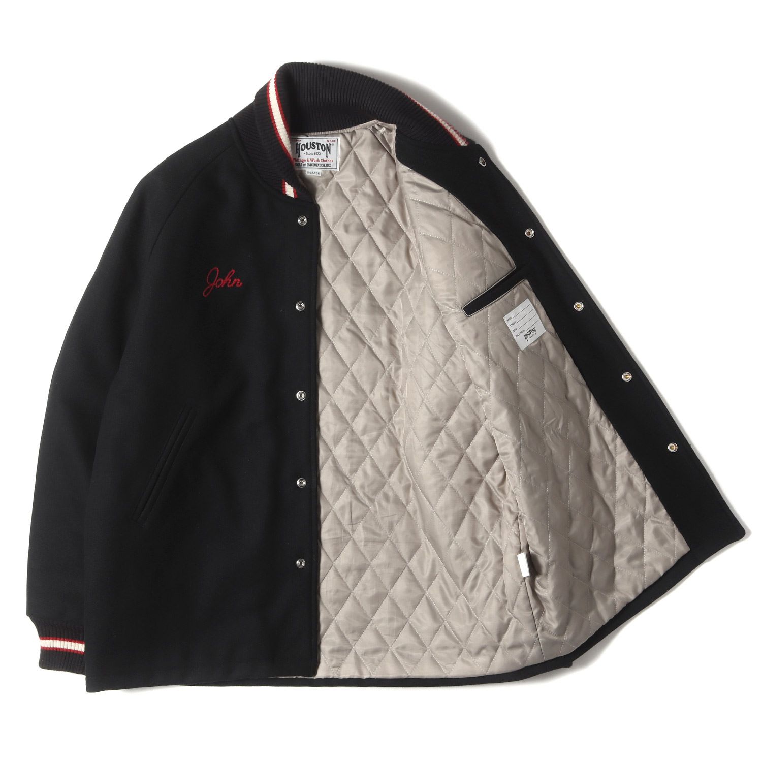 HOUSTON ヒューストン コート ブラック 黒 サイズ:XL | ワッペン付き