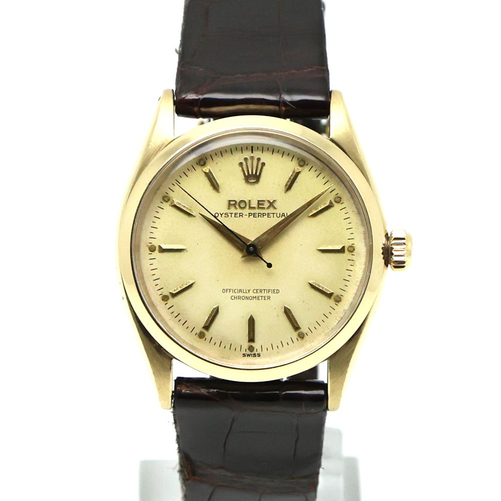 ROLEX 自動巻き 金無垢 オイスターパーペチュアル 59年位 9k 激レア】ロレックス 金無垢 オイスターパーペチュアル 希少セミバブル