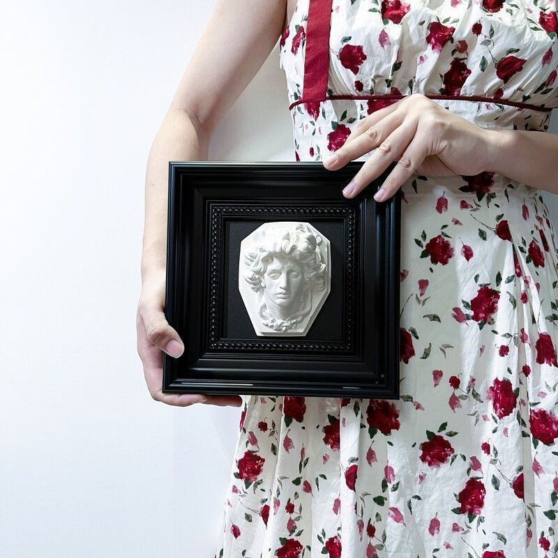 彫刻 メデューサ 立体感 エレガント 額縁付き オブジェ 置物 おしゃれ