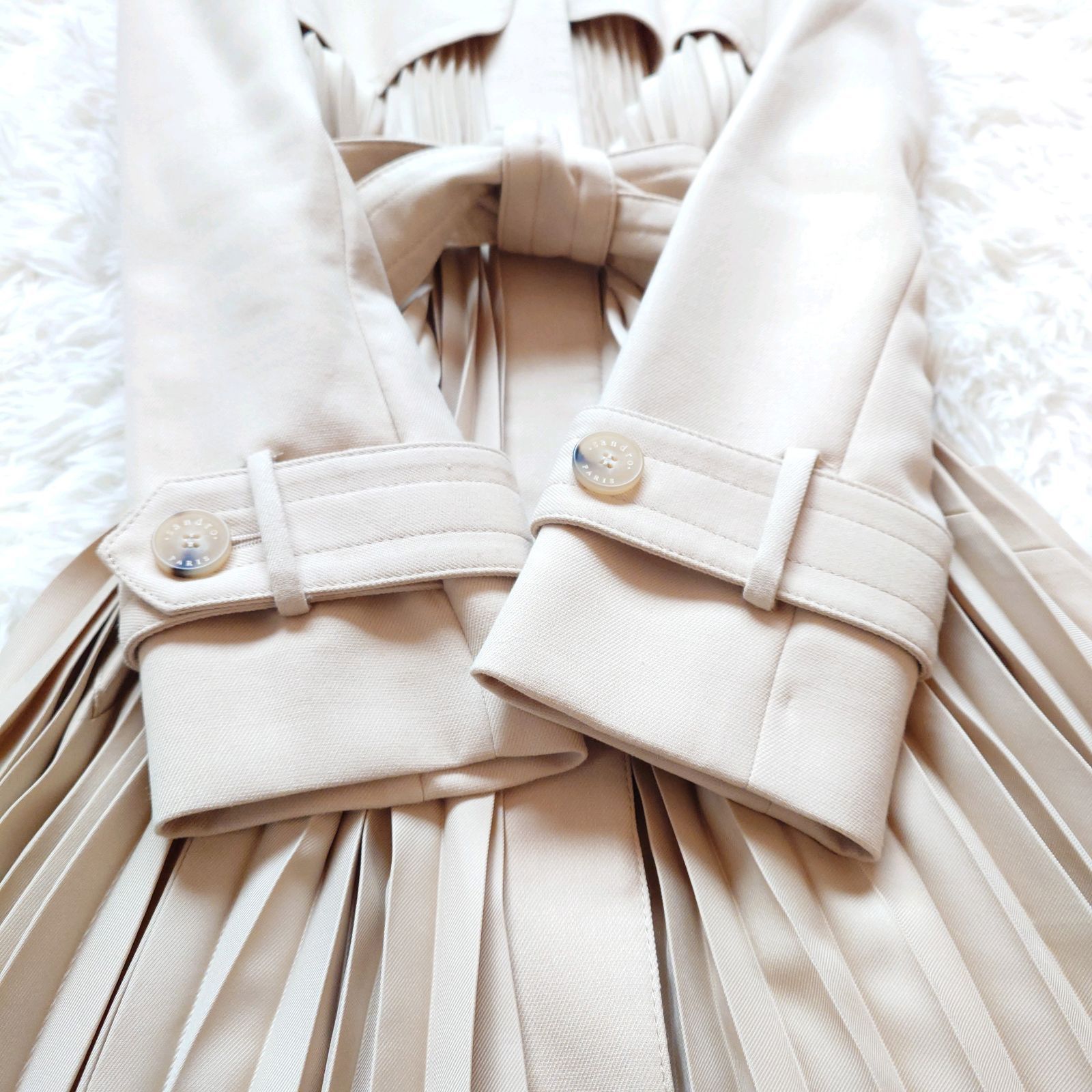 サンドロ sandro プリーツ トレンチコート ワンピース ドレス 2way