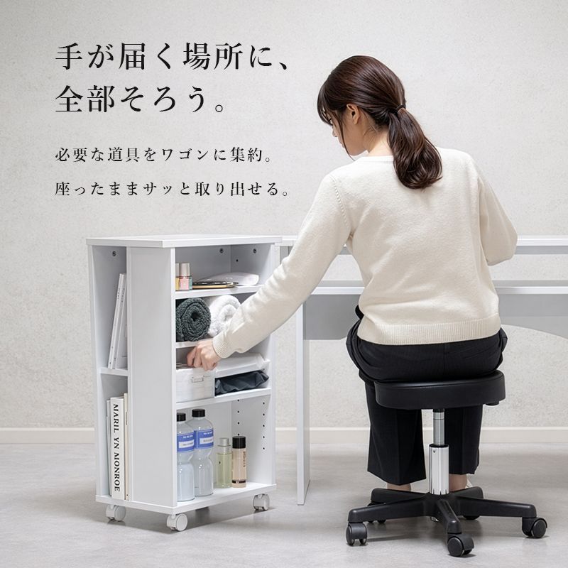 ネイルワゴン ワゴン キャビネット 大理石 大理石調 グレー マーブル