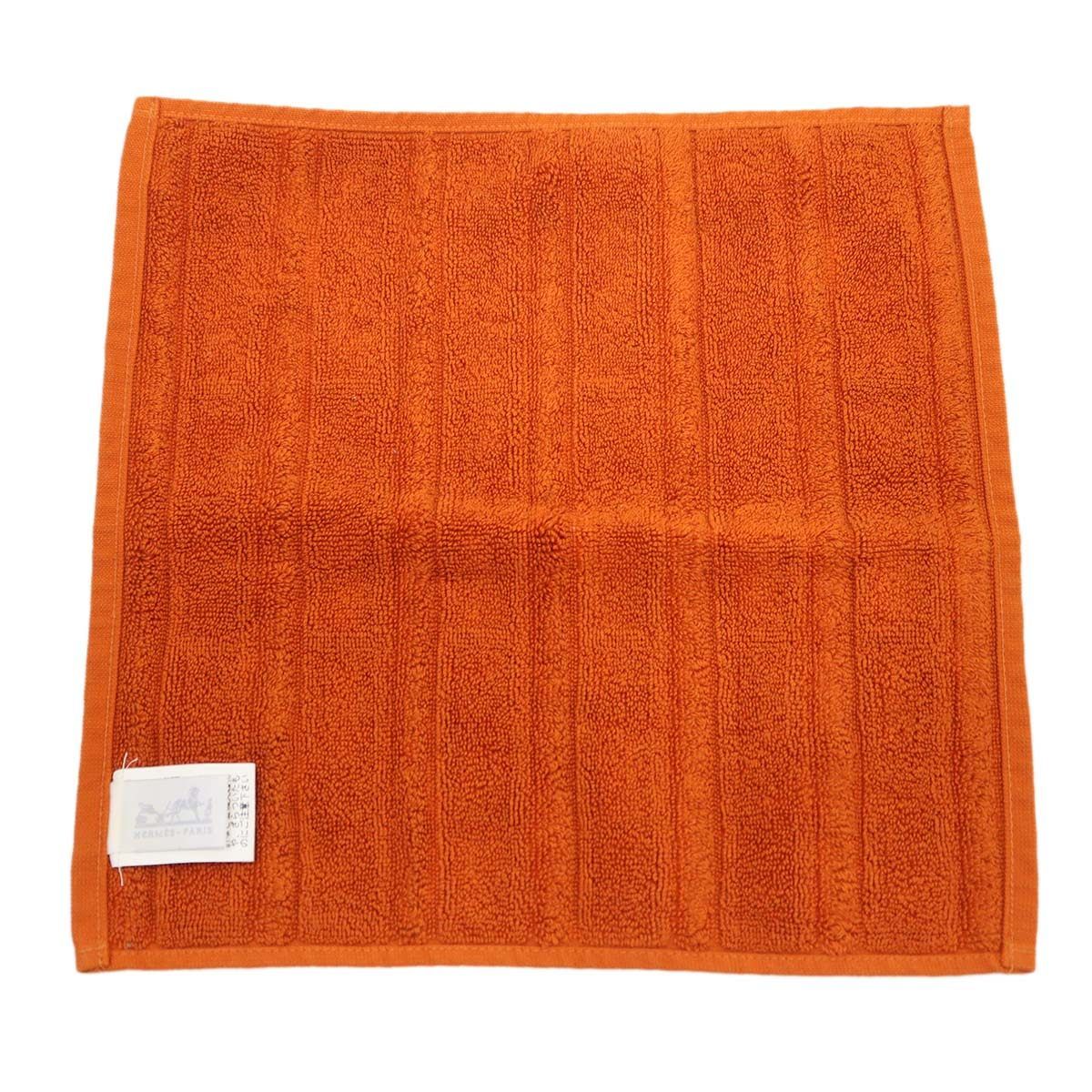 HERMES エルメス ミニタオル ハンドタオル 綿100 オレンジ H22366