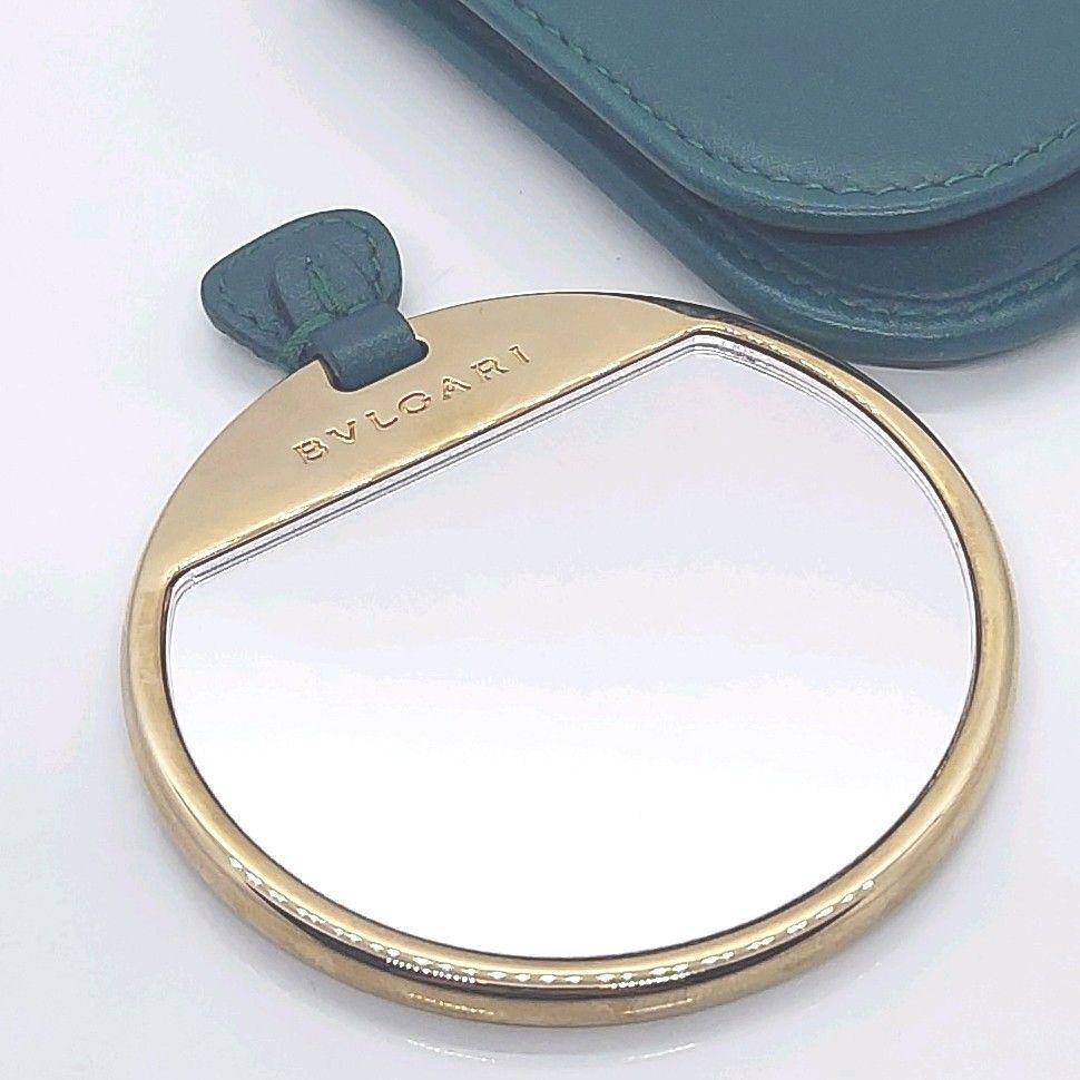 ブルガリ コンパクトミラー 携帯ミラー ケース入り グリーン BVLGARI