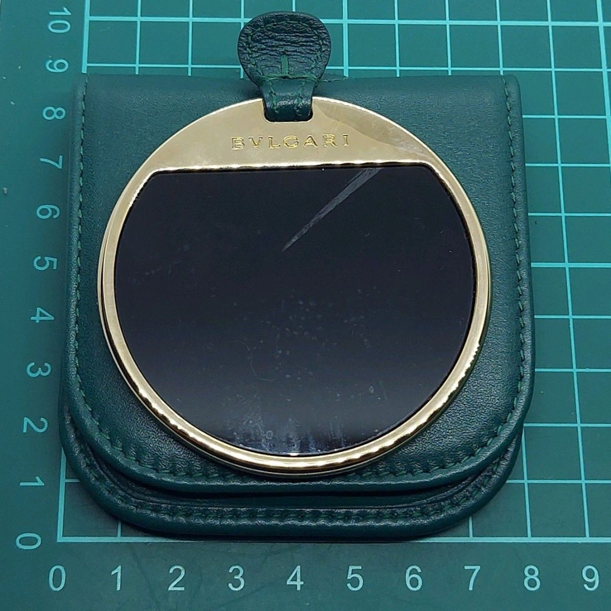 ブルガリ コンパクトミラー 携帯ミラー ケース入り グリーン BVLGARI