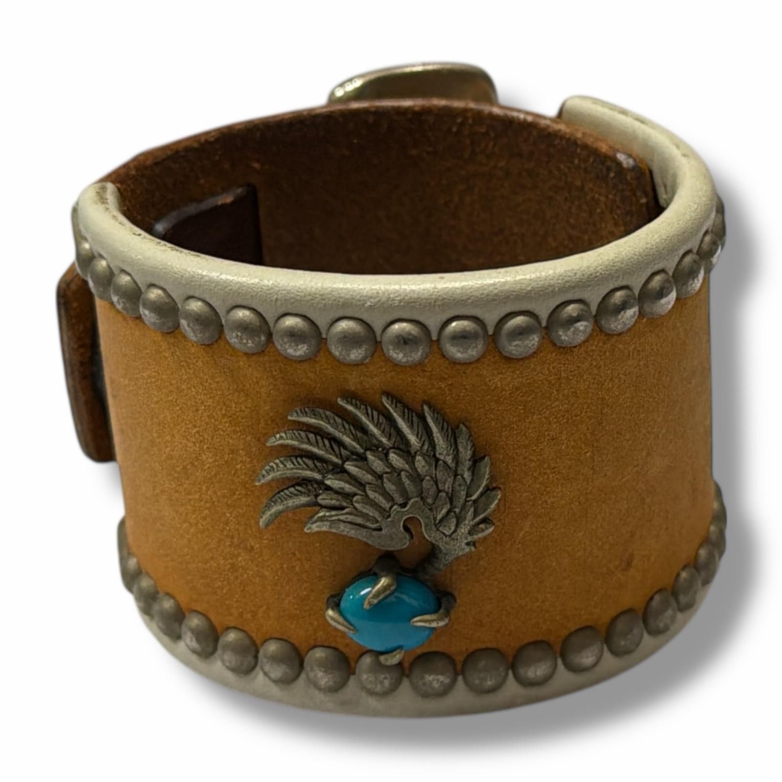 WOLF'S HEAD レザースタッズターコイズブレスレット ブレスレット