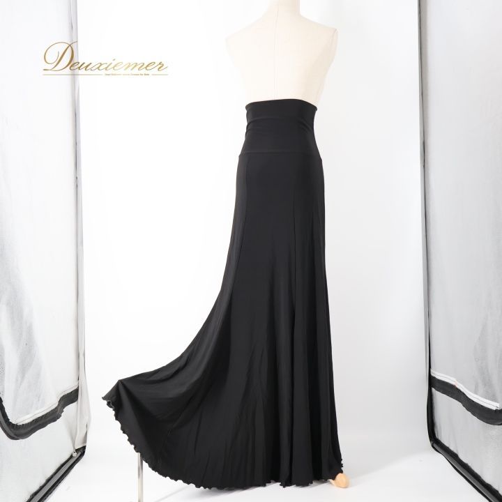 フラメンコ 衣装 ファルダ スカート ブラック系 ハイウエスト 無地