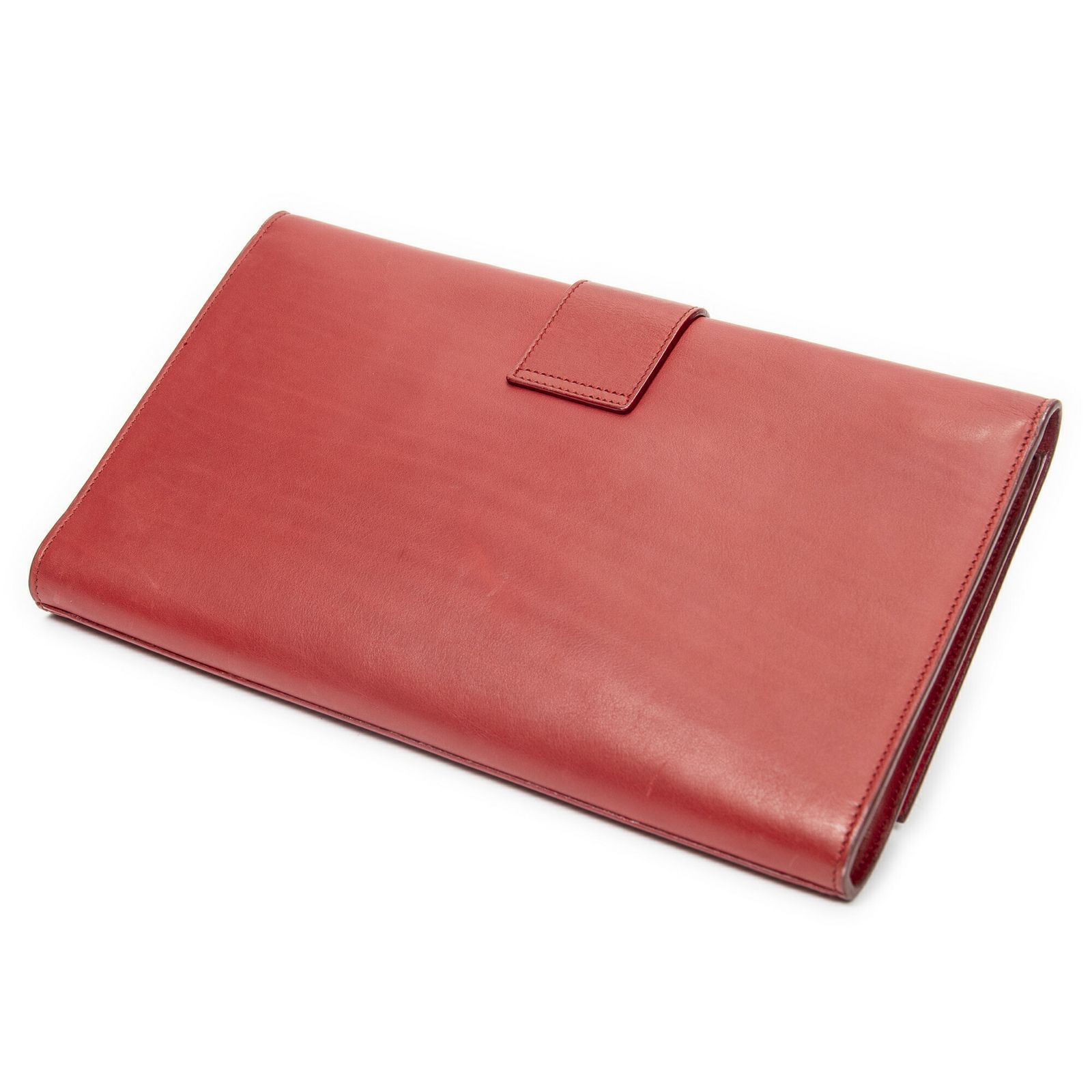 Aさん出品 中古] YVES SAINT LAURENT イヴサンローランラインYクラッチ赤カーフ