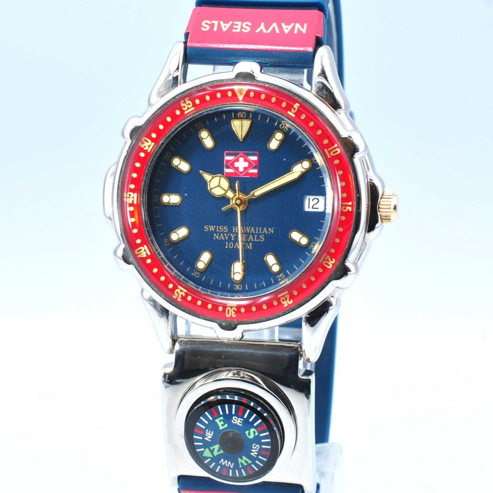 SWISS HAWAIIAN スイスハワイアン NAVYSEALS ネイビーシールズ Quartz クォーツ Men's メンズ コンパス 方位磁石 新品バッテリー クリーニング済み