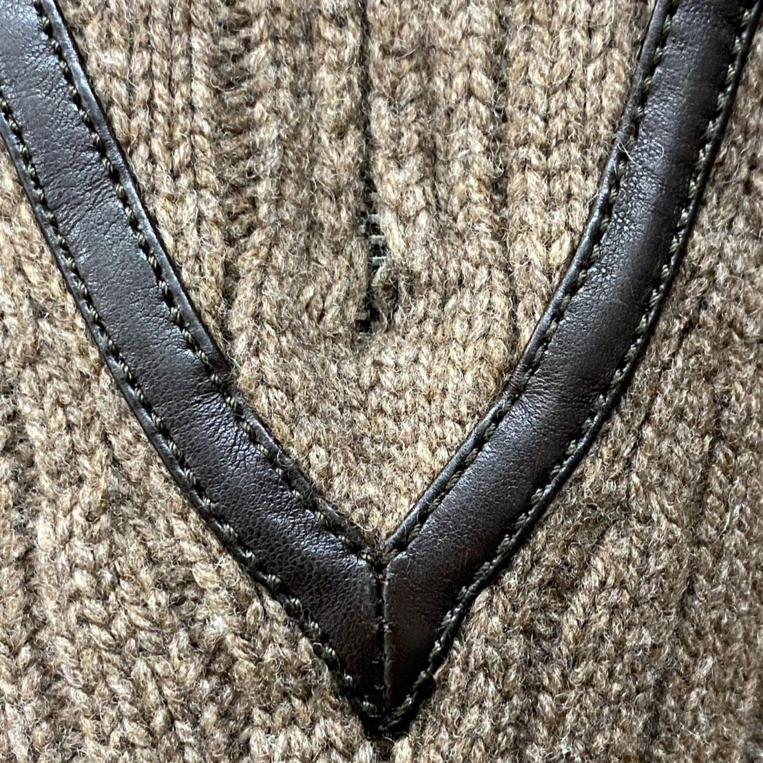 エルメス HERMES ハーフジップニット トリミング Vレザー ヤク/ウール