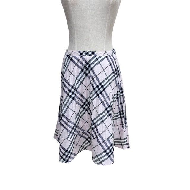 バーバリーブルーレーベル　細プリーツスカート　ノバチェック　グレーピンク　38 美品】バーバリーブルーレーベル ノバチェック ピンク プリーツ ミニ