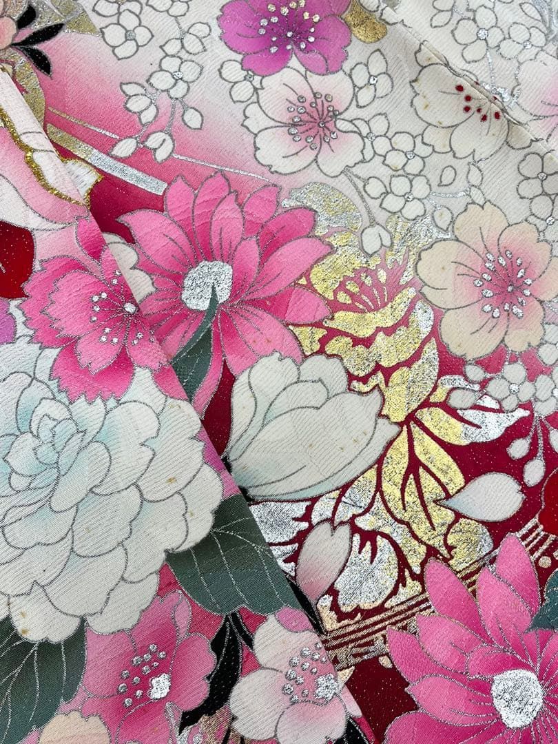 振袖 銀通し ラメ刺繍 銀彩 紋意匠 身丈168cm 撥水加工済 MO3337 
