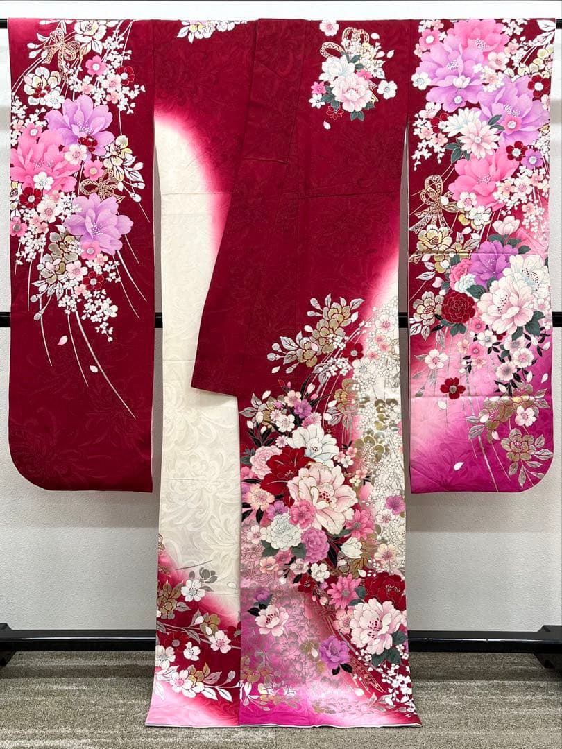 振袖 銀通し ラメ刺繍 銀彩 紋意匠 身丈168cm 撥水加工済 MO3337 
