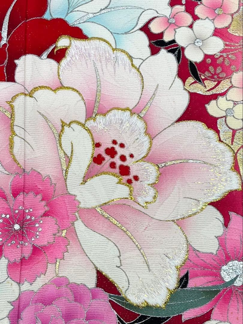 振袖 銀通し ラメ刺繍 銀彩 紋意匠 身丈168cm 撥水加工済 MO3337 