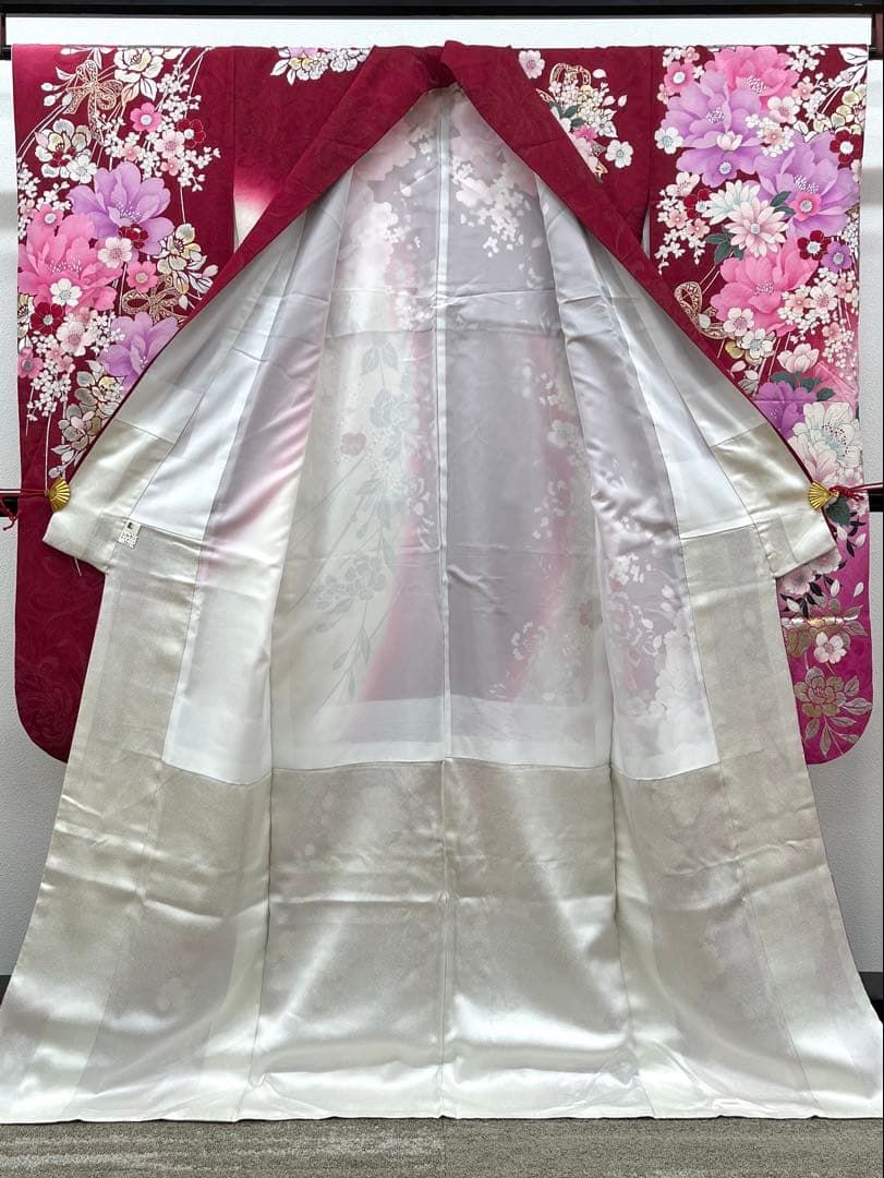 振袖 銀通し ラメ刺繍 銀彩 紋意匠 身丈168cm 撥水加工済 MO3337 