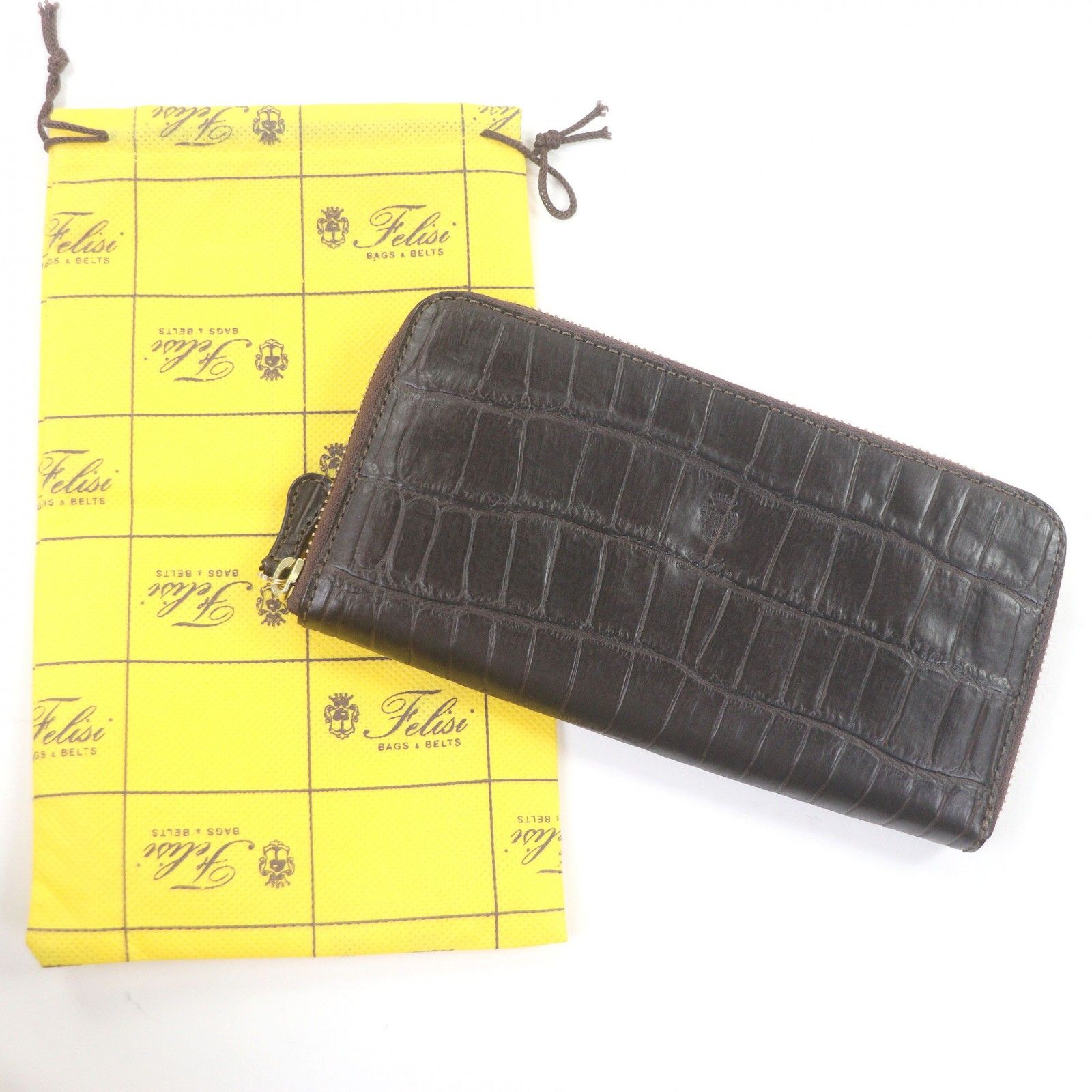 未使用品□Felisi フェリージ 798/3 レザー クロコダイル型押し