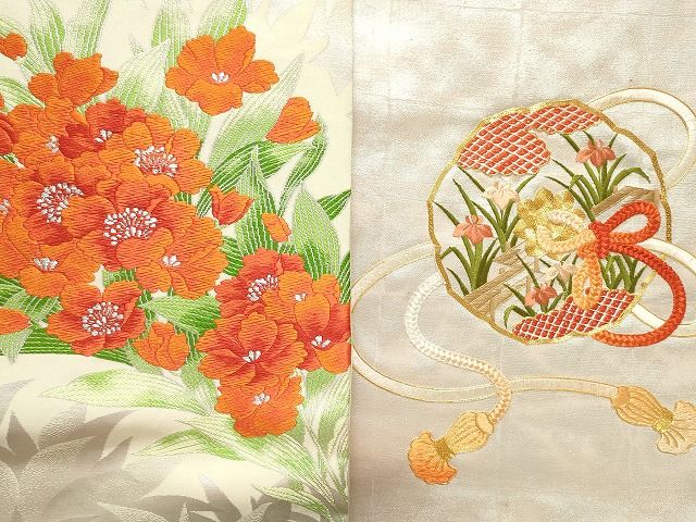 孔雀　花　織　アンティーク　名古屋帯　2枚 孔雀 花 織 アンティーク 名古屋帯 2枚