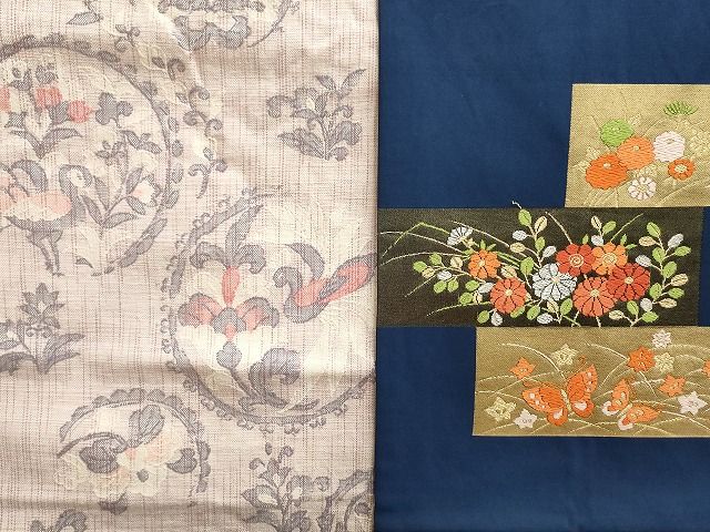 孔雀　花　織　アンティーク　名古屋帯　2枚 孔雀 花 織 アンティーク 名古屋帯 2枚 販売 中