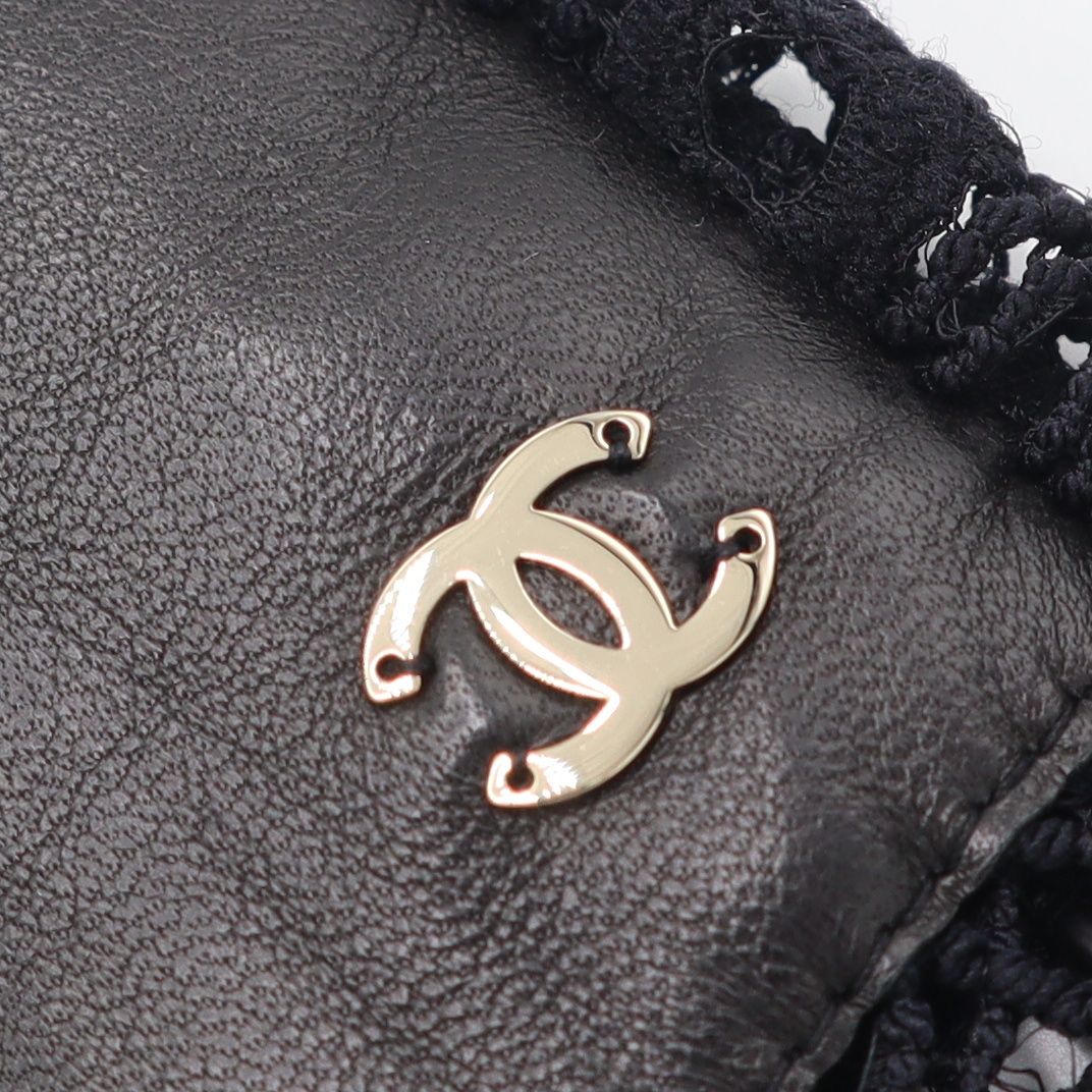 未使用 タグ付 CHANEL シャネル グローブ 21cm レース レザー 羊革