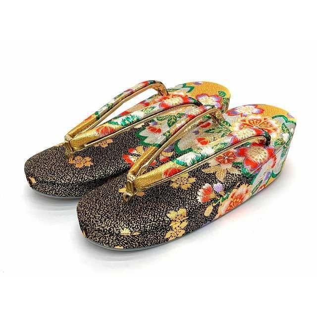  七五三 結び帯 7歳 女の子 はこせこ ペアセット 合繊 黒×金 桜 七五三 季節 年中行事