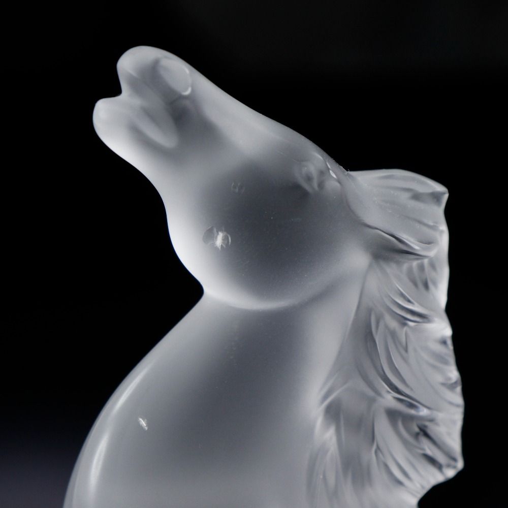 LALIQUE 馬のガラス彫刻 LALIQUE ガラス製馬の彫刻 ホース オブジェ 置物 インテリア雑貨