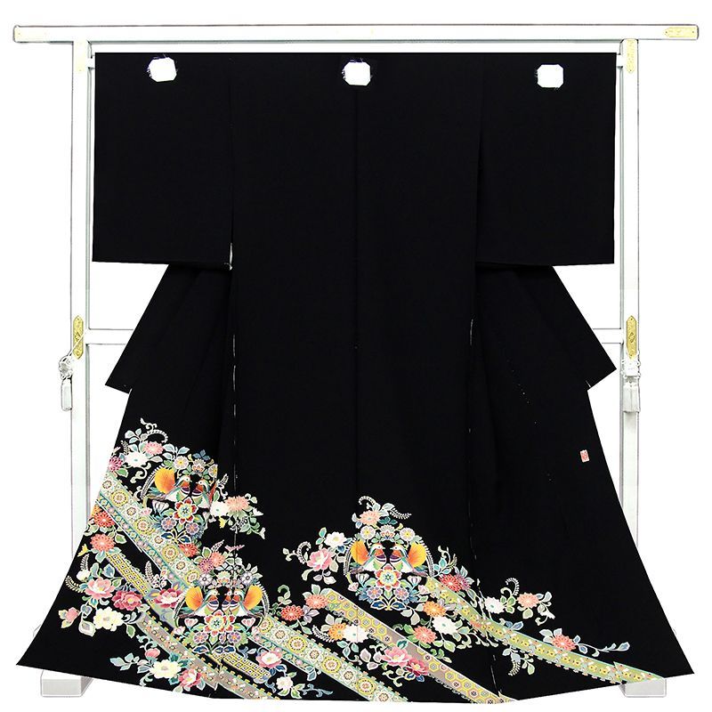 りゆり新品、最高級正絹産着京友禅手描き美術、特撰加賀五彩染、祝い四季花車 新品☆最高級正絹産着（祝着）特選京友禅加賀五彩美術☆特選染古典豪華