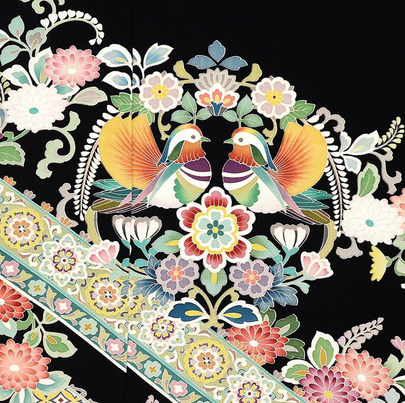 りゆり新品、最高級正絹産着京友禅手描き美術、特撰加賀五彩染、祝い四季花車 新品☆最高級正絹産着（祝着）特選京友禅加賀五彩美術☆特選染古典豪華