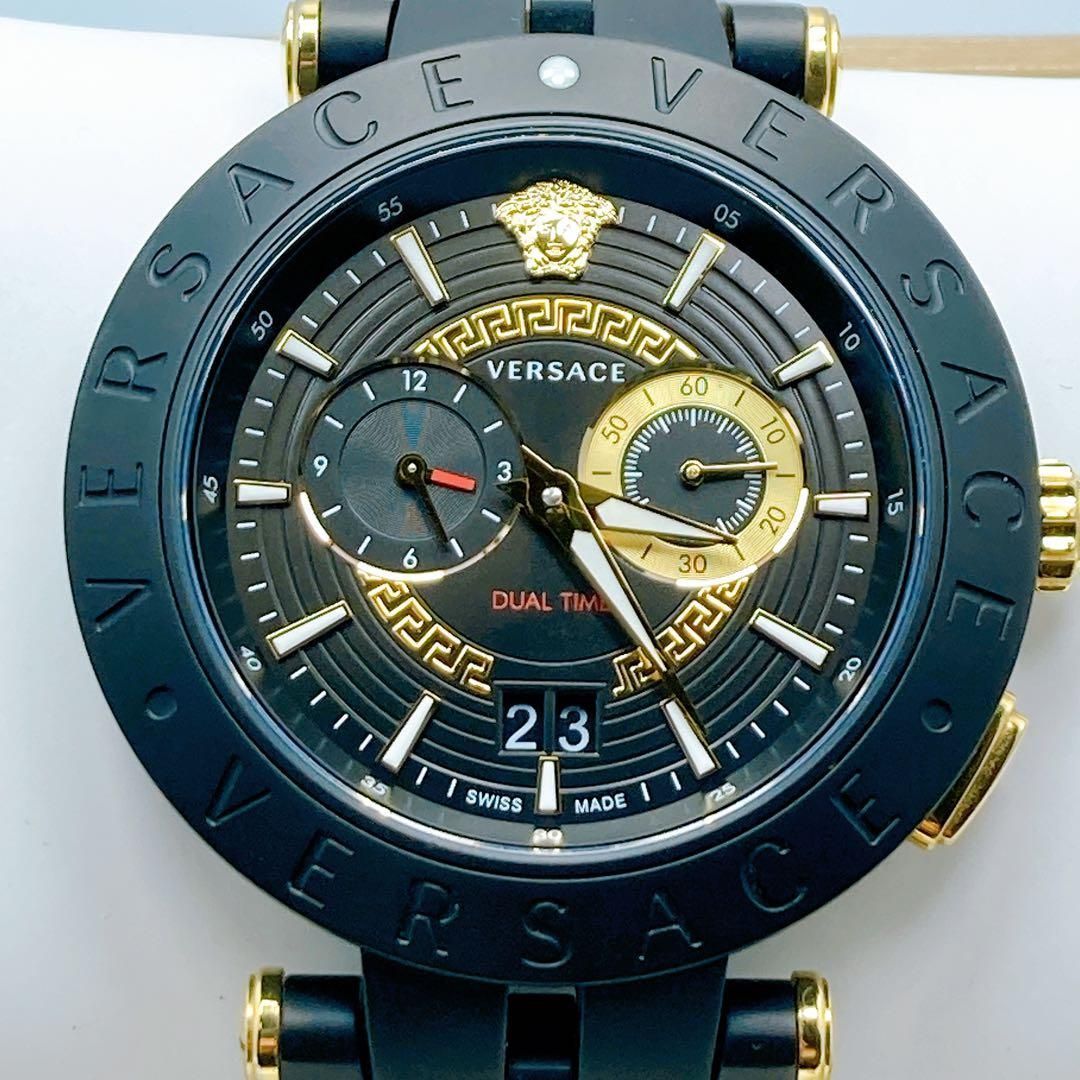 ✨激レア✨　ヴェルサーチ　V-RACE　腕時計　デュアルタイム VERSACE WATCH ヴェルサーチェ VERSACE V-RACE デュアルタイム メンズ