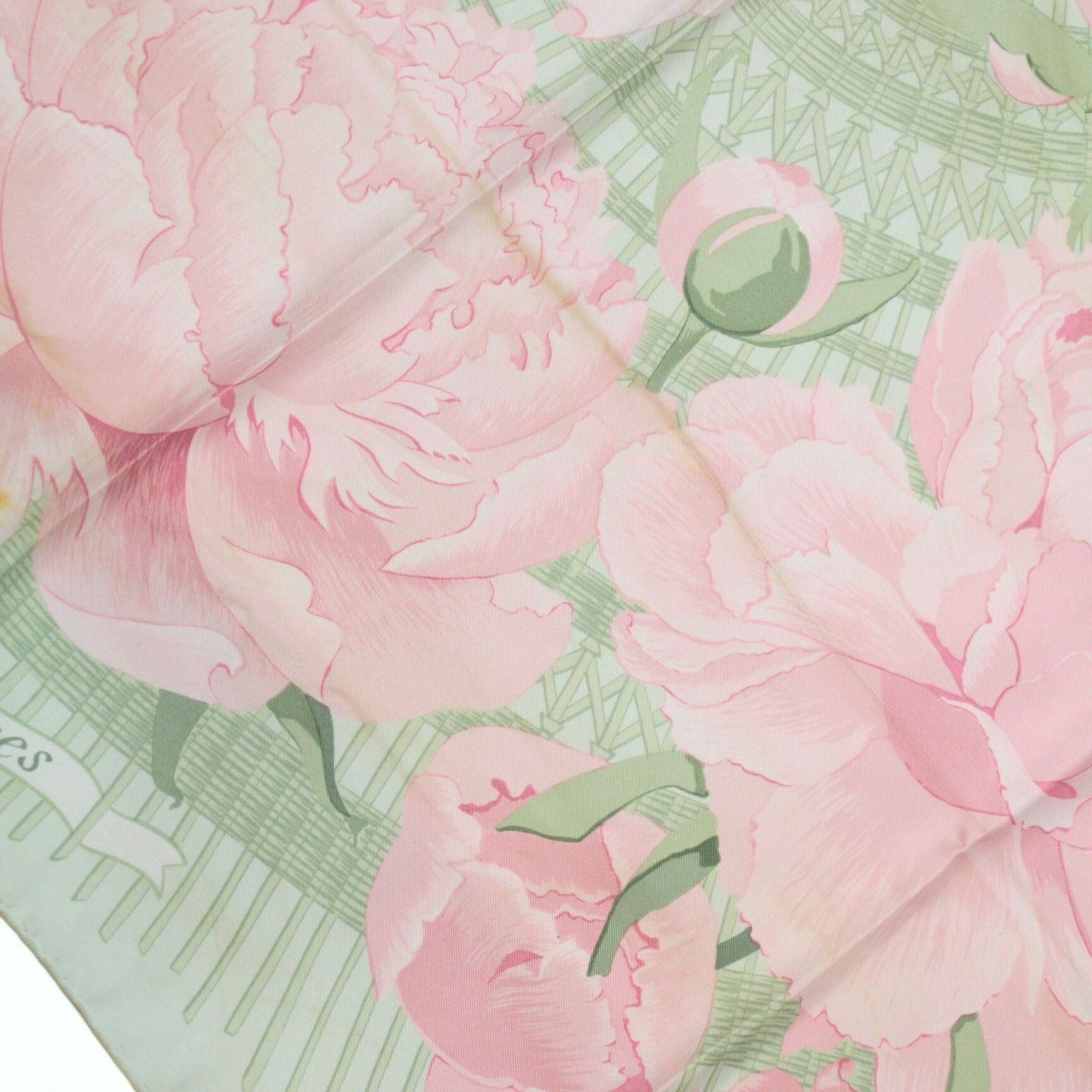 エルメス HERMES カレ90 大伴スカーフ Les Pivoines 芍薬 シルク100