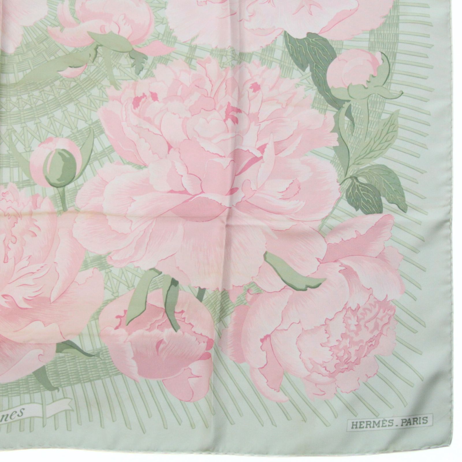 エルメス HERMES カレ90 大伴スカーフ Les Pivoines 芍薬 シルク100