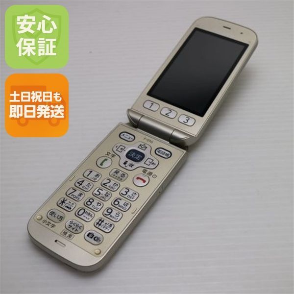 良品中古 F-01G らくらくホン ベーシック4 ゴールド 即日発送 ガラケー