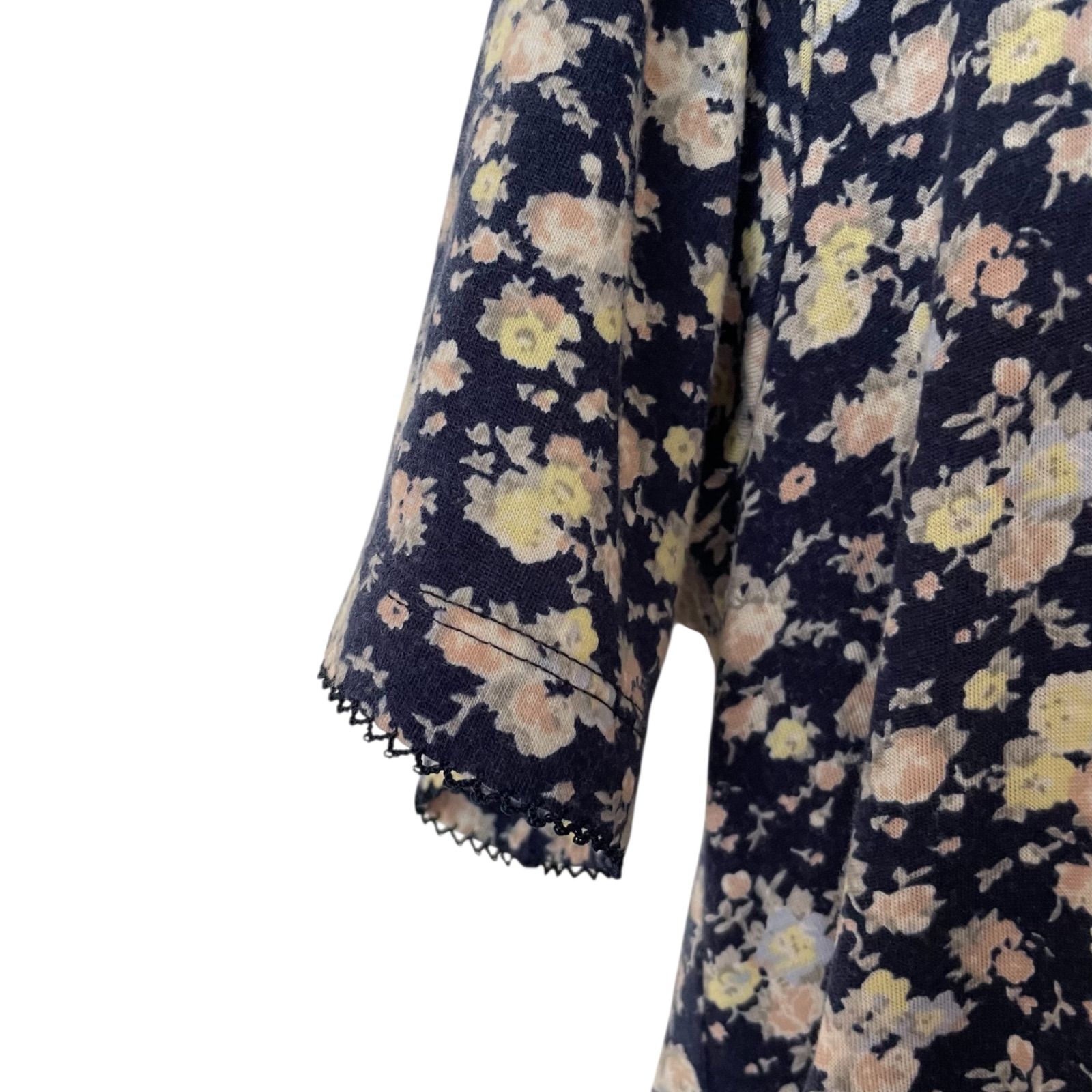 PINK HOUSE ピンクハウス 小花柄ロングワンピース 半袖 ネイビー