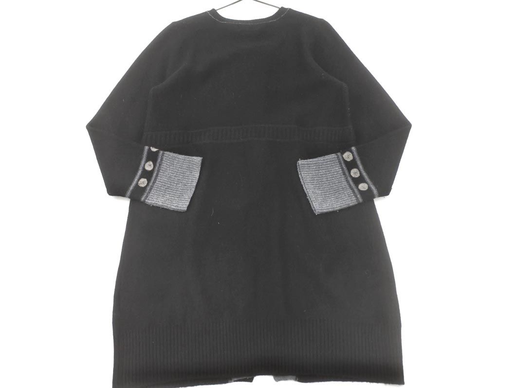 ♧ヒロココシノ♧幾何学模様 モノトーン長袖ウール混ニットソー ♧ヒロココシノ♧幾何学模様 モノトーン長袖ウール混ニットソー