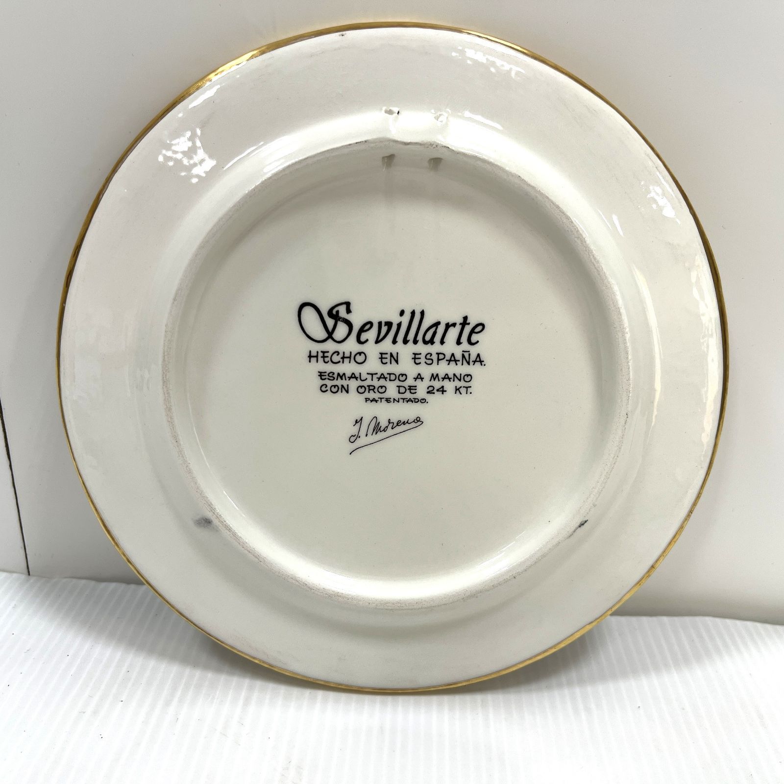 お値下げ！【中古品】スペイン セビリア焼き 金彩 飾り絵皿 陶器 直径