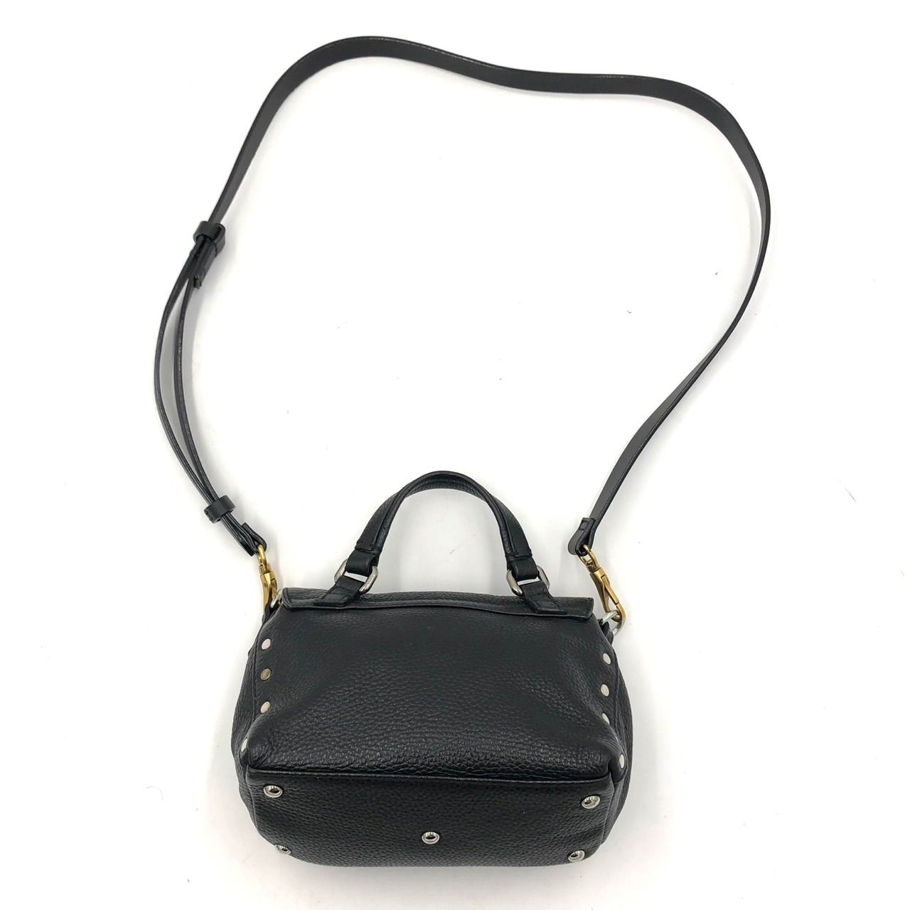 ザネラート ポスティーナ 2WAY ショルダーバッグ 黒 レザー スタッズ