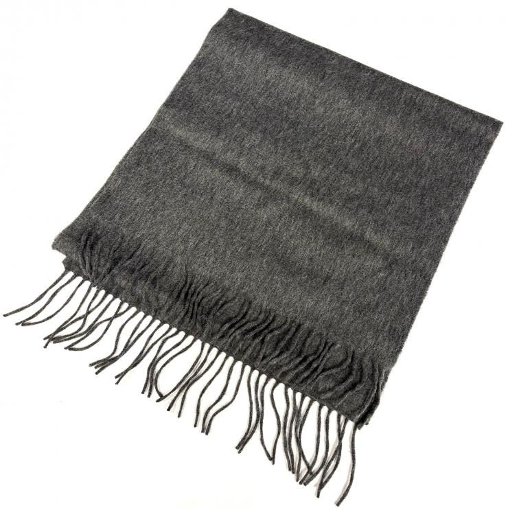 エルメス HERMES カシミヤ100% マフラー グレー スコットランド製