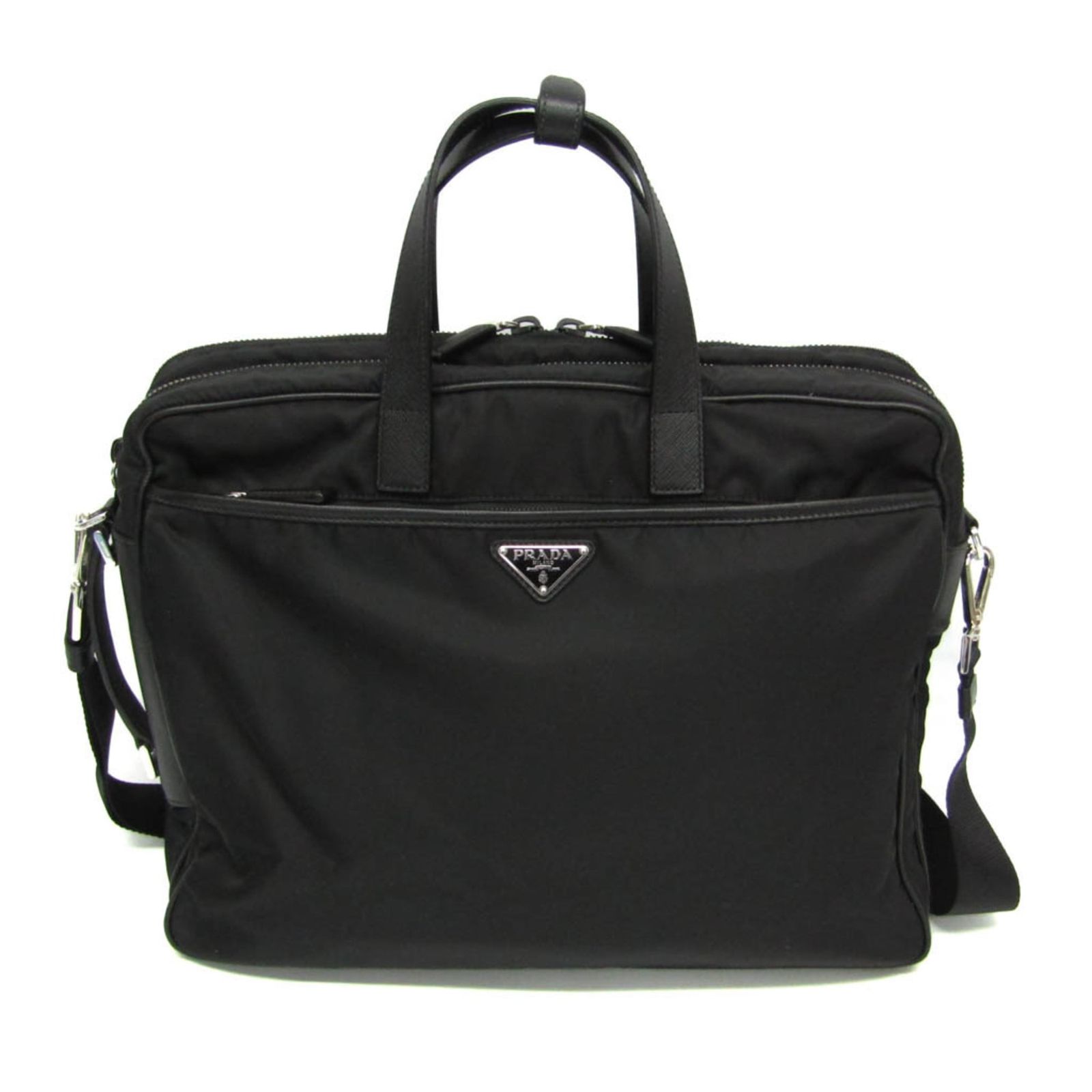 【美品】プラダ サフィアーノレザー テスートナイロン ケース 黒 プラダ(Prada) サフィアーノ テスート 2VE015 メンズ ナイロン,レザー