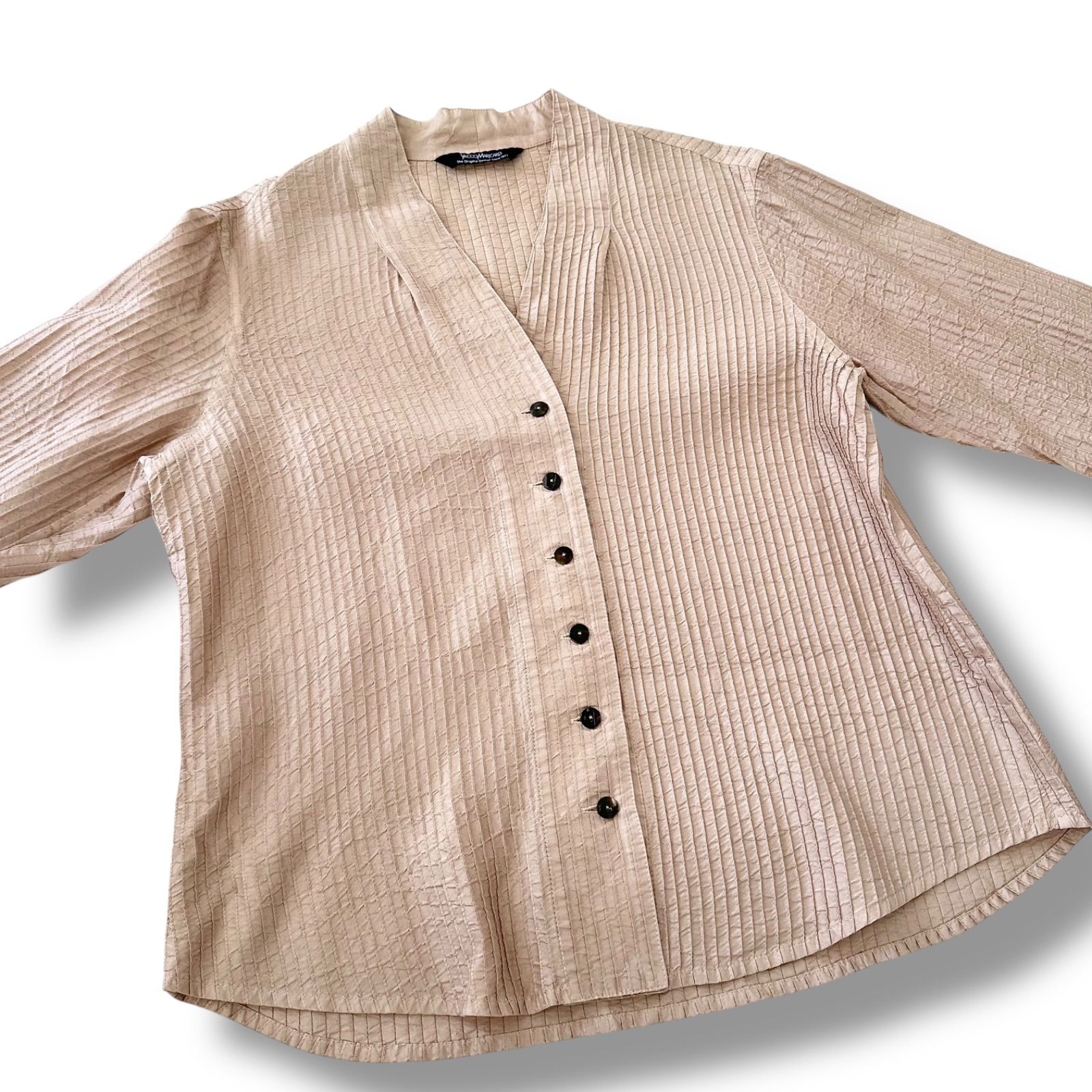 ヤッコマリカルド ピンタック ブラウス Vネック シャツ カーディガン