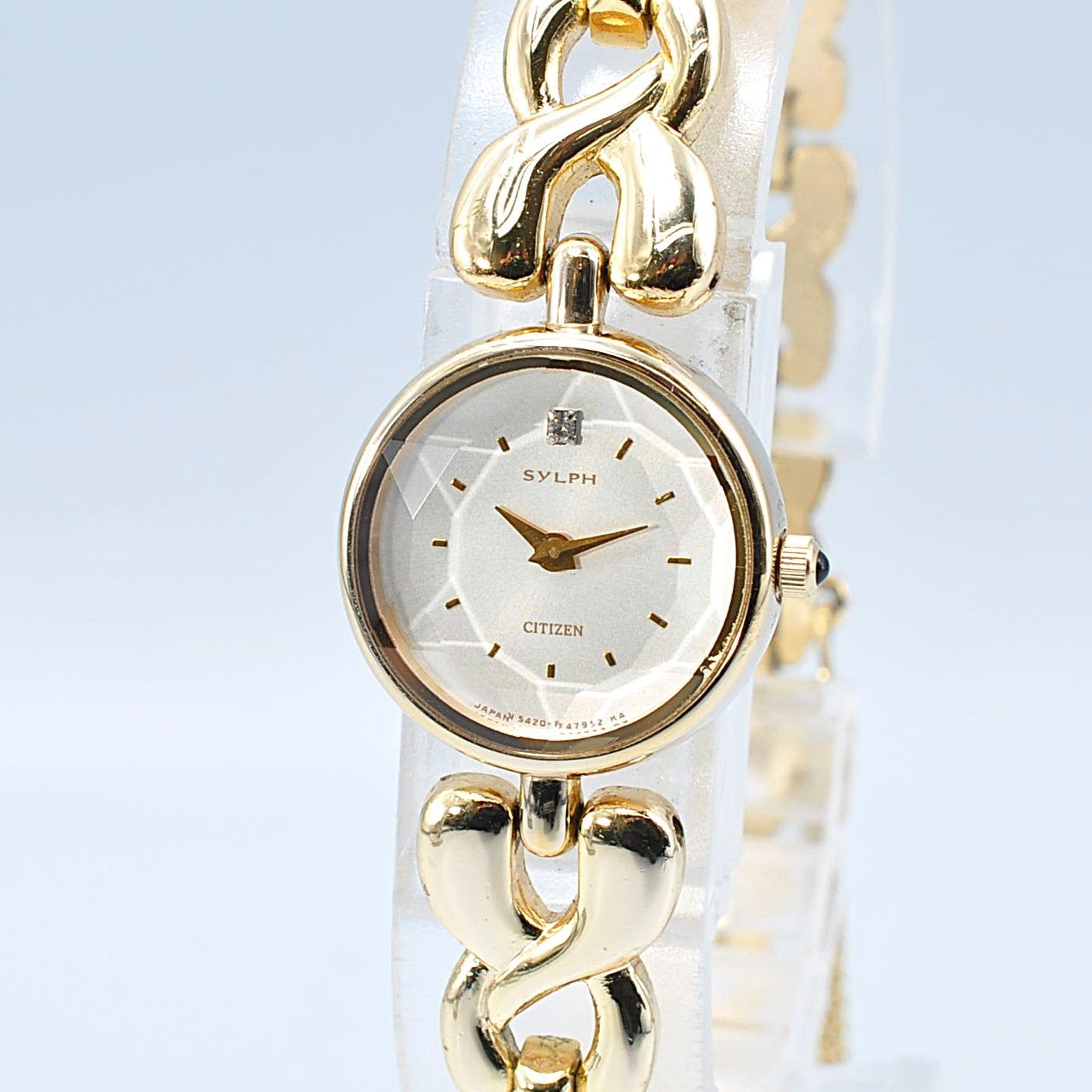Citizen シチズン SYLPH シルフ Quartz クォーツ カットガラス Gold ゴールド Watch 腕時計 Ladies レディース 稼働品 新品バッテリー クリーニング済み